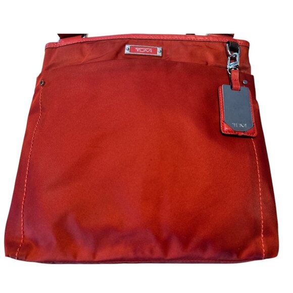 TUMI Nylon Crossbody Bag Orange Adjustable Strap Travel Organizer Purse - Picture 4 of 15